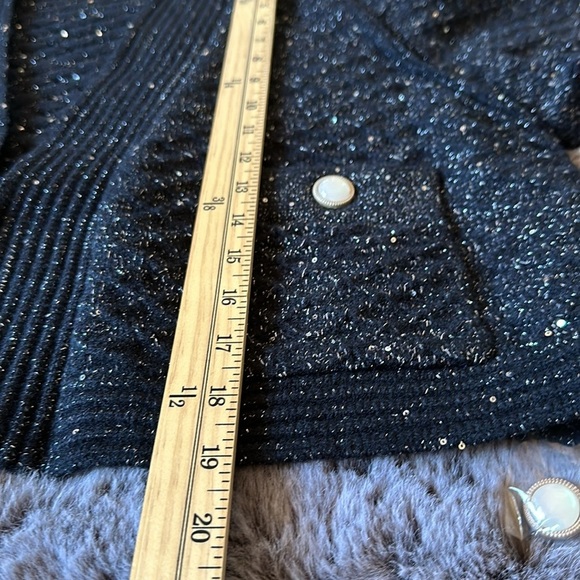 POL NWOT Metallic cable knit oversized cropped open front Cardigan size Large - Picture 14 of 15